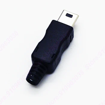 10/20 комплекти штекерного конектор Mini-USB 2.0 (4 в 1) Конектор Mini USB 5-пинов конектор с пластмасов капак с опашката си в събирането на Диа.3.2 мм