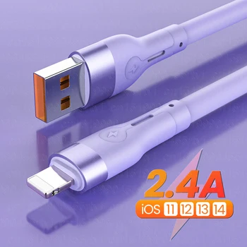2.4 A 18 W Бързо Зареждане на USB Кабел За iPhone 14 13 12 11 Pro Max 14Pro Течен Силиконов Кабел За Бързо Зареждане на Данни 1/1,5/2 м-Тел