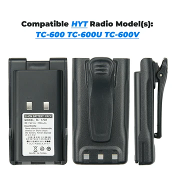 2 ЕЛЕМЕНТА BL1203 Литиево-Йонна Батерия за HYT TC600 TC-600 Двустранно Радио Смяна на Батерията с Клипс за Колан