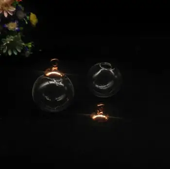 20 броя 16 мм мини кръгла топка стъклен глобус с мъниста капачка изводи окачване САМ стъклена бутилка бутилка висулка колие със стъклен капак купол