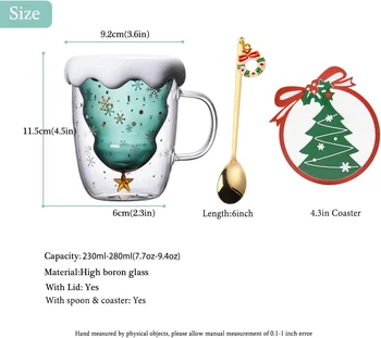 300 мл Сладък Чаши Коледна Кафеена Чаша Чаша За Мляко Очила С Двойни Стени Изолирани Точки Чаша за Еспресо, най-Добрите Коледни подаръци 2022