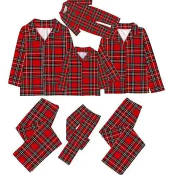 Amazon Ebay2022 Европейската и американската коледна клетчатая нова риза, пижами за родители и деца, домашен комплект
