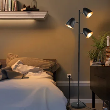 Depuley под лампа 3-Светлинна Лампа за четене с Регулируеми Модерни Метални Глави, Месингови Високи Led Лампи за Спалня, Офис E26, включват в себе си