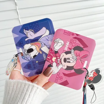 Disney Мики MinnieCard & ID Притежателите сладък Карикатура на черупката кожен калъф автобус карта запази подарък