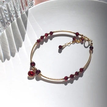 Lii Джи Натурален Скъпоценен Камък 14 К Злато Пълни Тръбата Циркон Гривна Модни Златни Бижута За Жени, Подарък За Рожден Ден