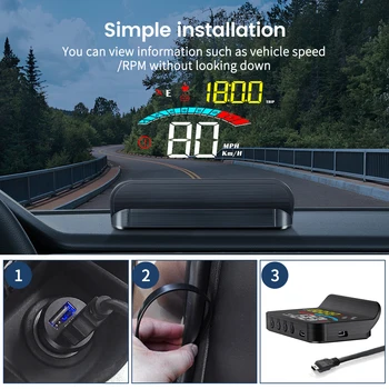 M16 GPS HUD Авто Централен Дисплей Цифров Скоростомер Предното Стъкло Проектор Превишена Скорост Напрежение Аларма За Всички Автомобили