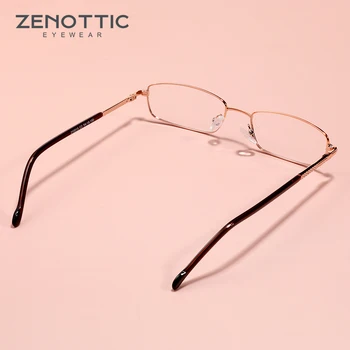 ZENOTTIC Малки Правоъгълни Очила Дамски за Жени, Мъже Метални Оптични Очила с Пълна Рамки