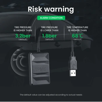 Автомобилни Безжични Слънчеви Датчици за Налягане в Гумите + 4 Сензора За Android Стерео Радио USB Система за Контрол на Температурата на Гумите TPMS