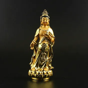 Бодхисатва на Нико, Бодхисатва на Лунна светлина, Статуя на Буда, Източен Саньшэн, Два сервитьор, Смола, Позлатени, Малка статуя на Буда