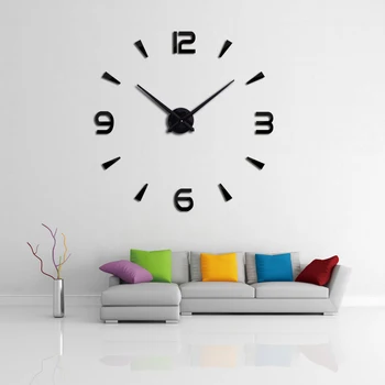 Гореща Разпродажба на Стенни Часовници Reloj De Pared Акрилни Огледално Часовници Европа направи си Сам 3d Стикери Големи Декоративни Кварцов Часовник Хол