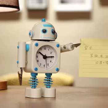 Гореща Разпродажба САМ Клип Робот Студентски Часовник Метален Робот alarm clock Детски Подарък