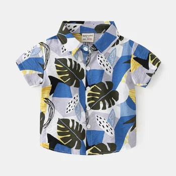 Детска риза с къси ръкави, новост 2021 г., Детска Риза в хавайски плажния стил За момчета, ежедневни риза с флорална принтом, Ризи, Бебешки дрехи, тениски