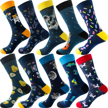 Коледни чорапи За мъже и жени, 10 чифта/лот, Многоцветни чорапи от чесаного памук, Мъжки Ежедневни Модни есенни чорапи за екипажа, забавни мъжки Чорапи