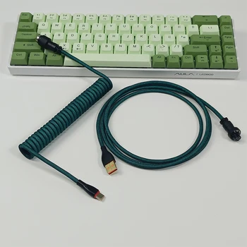 Механична Клавиатура Type-C USB Авиационен Спирален Кабел 1,8 М Игри Навити Авиаторски Кабел За Предаване на Данни Въздушен Щекер Кабел Type C Конектор