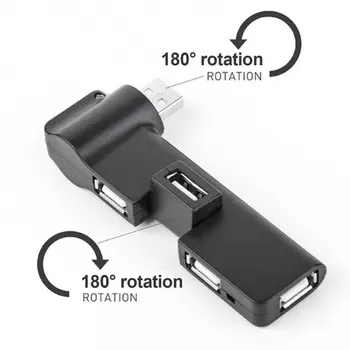 Многопортовый 4-портов USB Сплитер С Възможност за Завъртане USB 2.0, Удължител за USB Hub Докинг Станция