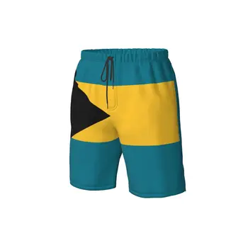 Мъжки Плажни Панталони с Багамским Флага, Шорти За Сърф, M-2XL, Бански костюм от Полиестер За Бягане