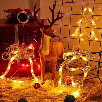 НОВ Коледен Засмукване Led Лампа, Окачена Лампа Дядо Лосове Снежинка Коледна Елха Форма на Домашно Прозореца на Коледно Парти Бар Декор светлини