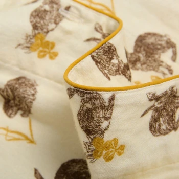 Пижама с Принтом Златна Трева и Заек, Дамски Пролетно-есенни Пижами, изработени от Матово памук, с дълги ръкави, Японски Пижамные Комплекти, Зимни Дамски пижами