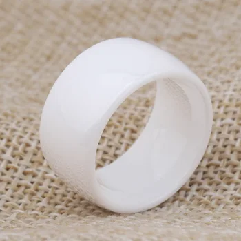 Пръстен на пръста керамика 11 мм широки гладки кръгли за хора, жени очароват цвят на бижута в бяло синьо