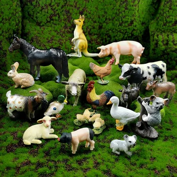Семейството на Животните Моделиране Пиле, патица прасе, крава, овца кон, заек, коала, кенгуру модел фигурка за украса на Детски горещи играчка комплект