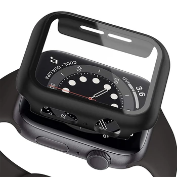 Стъкло + Калъф За Apple Watch case 45 мм 41 мм 44 мм 40 мм 42 мм 38 мм iWatch Аксесоари Защитно фолио за дисплея на Apple watch serie 3 4 5 6 SE 7