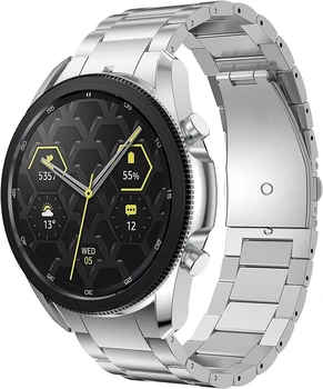 Титан, Без Пропуски За Samsung Galaxy Watch 4 Classic 46 мм 44 мм 40 мм Въжета, Метална Каишка За Умни Часовници, Черен Сребристо 20 мм