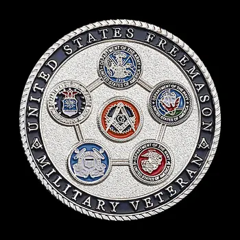 Франкмасонский Спомен Съединените Щати, Сребърно Покритие Монета-Предизвикателство, Военен Ветеран, Коллекционный Подарък, Масонская Възпоменателна Монета