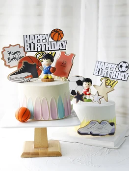 Футбол, Баскетбол, Спортен Тип Торта Topper, за Деца, Рожден Ден Доставка на Cupcake Topper Аксесоари на Едро Любов Подаръци